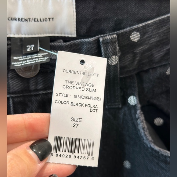 Current Elliot polka dot denim jeans size 27 THE VINTAGE CROP SLIM - Picture 6 of 13